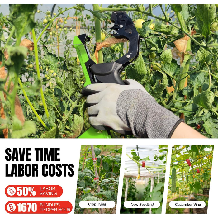 Плоскогубці для обв&39язування рослин, машина для обв&39язування рослин 420 г, машина для обв&39язування рослин з 10 000 скобами та 20 рулонами зеленої клейкої стрічки SJ-B13G