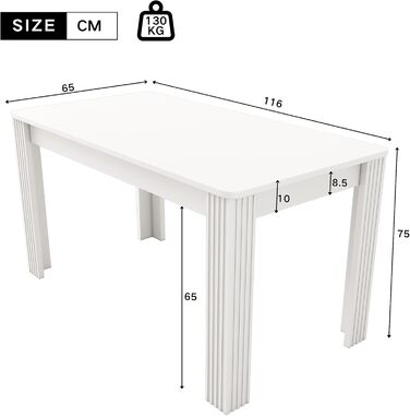 Дерев&39яний обідній стіл Merax, прямокутний обідній стіл, сучасний кухонний стіл для вітальні та їдальні, 116Д x 65Ш x 75В см, білий