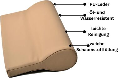 Масло- та водовідштовхувальна подушка для шиї для масажу, виготовлена з дрібнопористого пінопласту та з поліуретановим чохлом, як подушка для підтримки шиї для масажного столу (бежевий)
