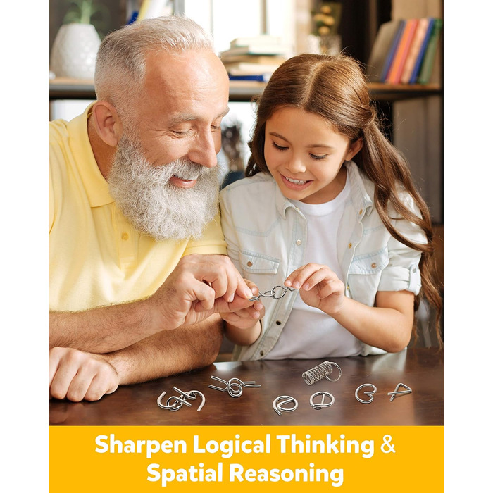 Набір головоломок із металевого дроту Coogam із 16 головоломок, головоломка Тест на інтелектуальні головоломки Гра Розбирання голо