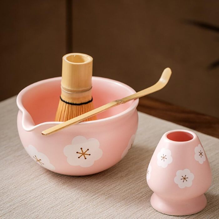 Набір для приготування матчі вінчик та чаша (2 предмети) традиційна японська чаша для чайної церемонії, ідеальний подарунок з ніжним квітковим орнаментом