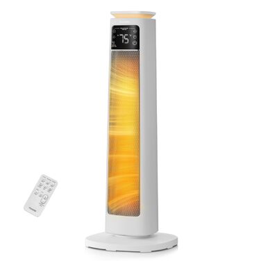 Енергозберігаючий вентилятор-обігрівач, керамічний вентилятор-обігрівач PTC потужністю 2000 Вт, тиха робота, режим ECO для низького енергоспоживання, пульт дистанційного керування, таймер, захист від перегріву та перекидання, електричний обігрівач для дом