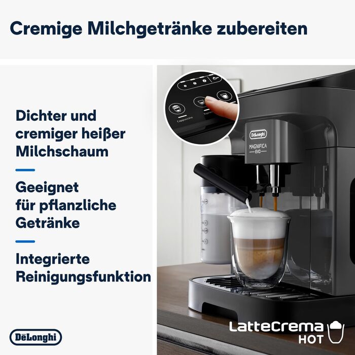 Повністю автоматична кавоварка з молочною системою, 4 кнопки прямого вибору капучино, еспресо та інших напоїв, інтуїтивно зрозуміла панель управління, функція 2 чашки, чорний, 292.52.GB