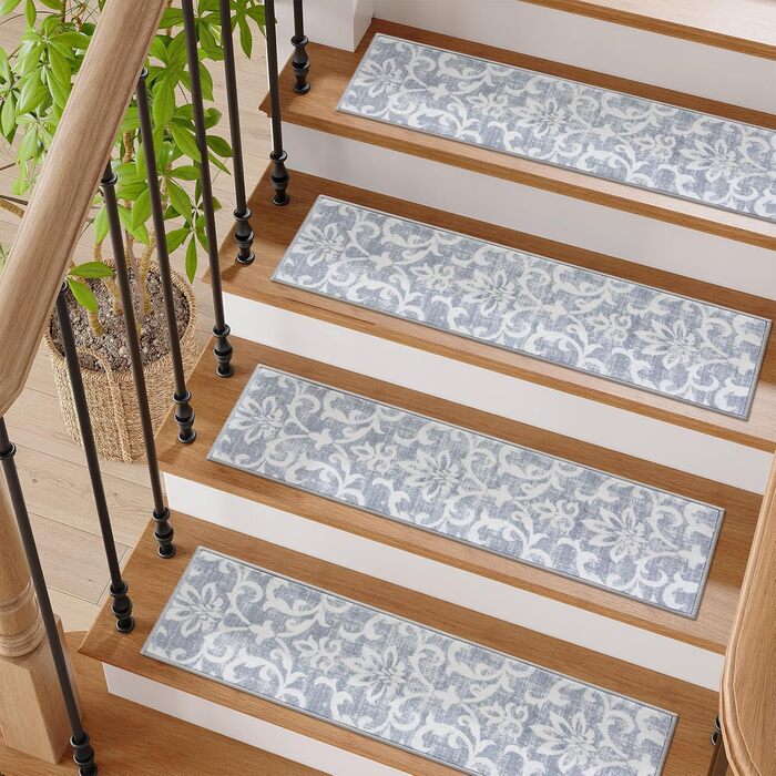 Сходинки для сходів Lahome сірого кольору зі штучної вовни, 20,3 x 76,2 см, нековзка основа, м&39яка поверхня, що миються, доріжки для сходів, східні доріжки для дітей, для домашніх тварин, 15 шт.
