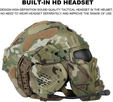 Тактичний штурмовий шолом II з маскою, гарнітурою, вентилятором із захистом від запотівання, військовий мисливський страйкбольний шолом, захисне спорядження для пейнтболу CS, сірий