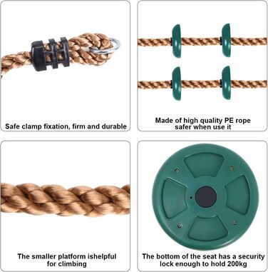 Гойдалки на відкритому повітрі дитячі гойдалки для лазіння по мотузці з платформою, для дітей дерево диск гойдалки гойдалки для ла