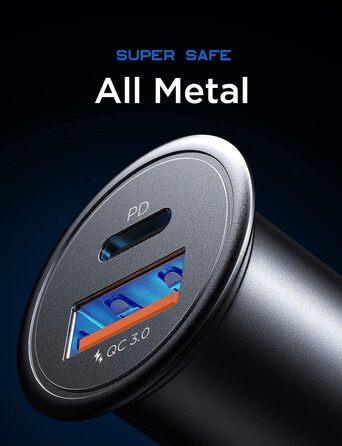 Вт прикурювач USB C автомобільний зарядний пристрій QC3.0 PD45W швидкий металевий автомобільний зарядний пристрій USB C адаптер ав