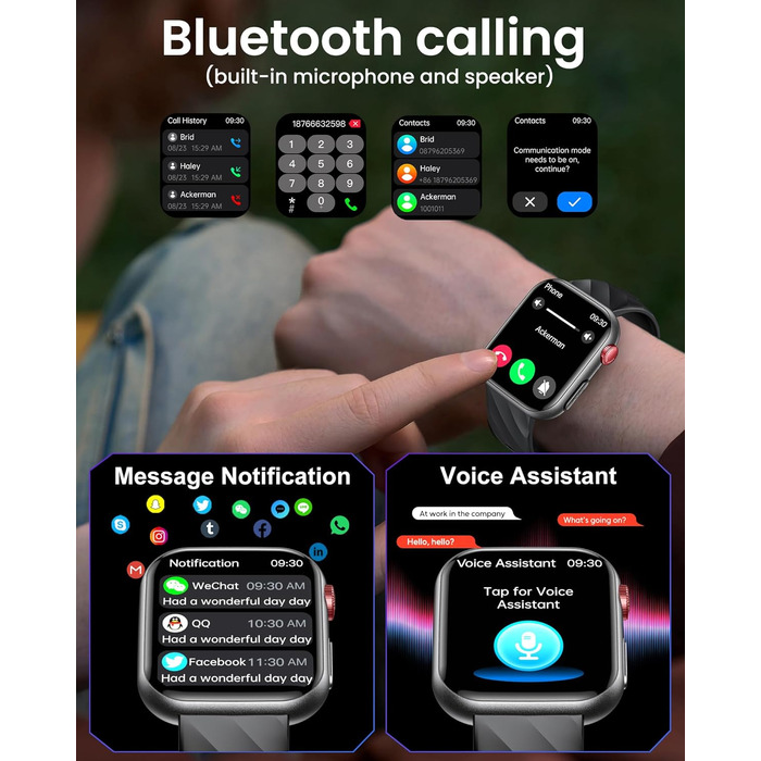 ЕКГ ГАРЯЧИЙ смарт-годинник для чоловіків із серцевим ритмом, кров&39яним тиском 1,97-дюймовий AMOLED сенсорний чорний годинник для здоров&39я з монітором сну, крокоміром, функцією телефону, спортивним годинником, фітнес-годинником, iOS, Android