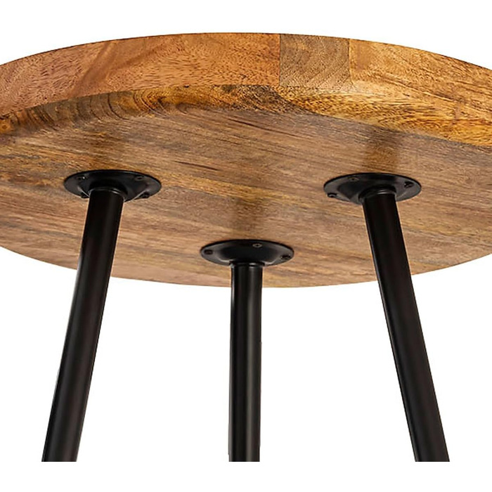 Круглий дерев&39яний журнальний столик, журнальний столик, стіл для вітальні, металеві ніжки, стільниця з масиву дерева, розмір діаметр 40 см - висота 40 см