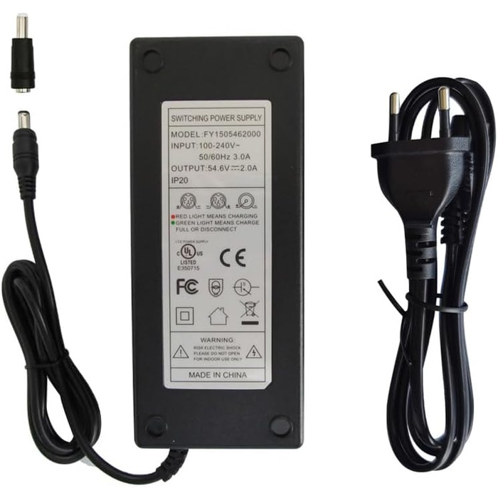 Зарядний адаптер живлення 54,6 В 2 А для літій-іонного акумулятора 48 В з роз&39ємом постійного струму 5,5 x 2,1 мм/5,5 x 2,5 мм