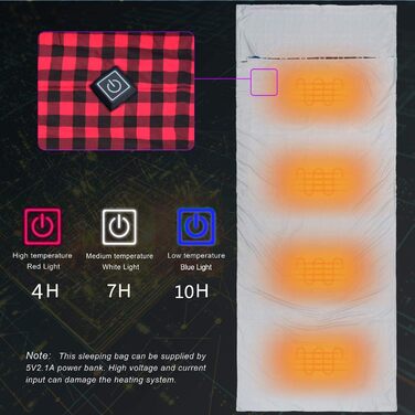 Спальний мішок з підігрівом на блискавці Mcota - легкий туристичний спальний мішок на блискавці для кемпінгу захищає від бруду у відрядженні, готелі, поході, пікніку, поїзді сірий/червоний