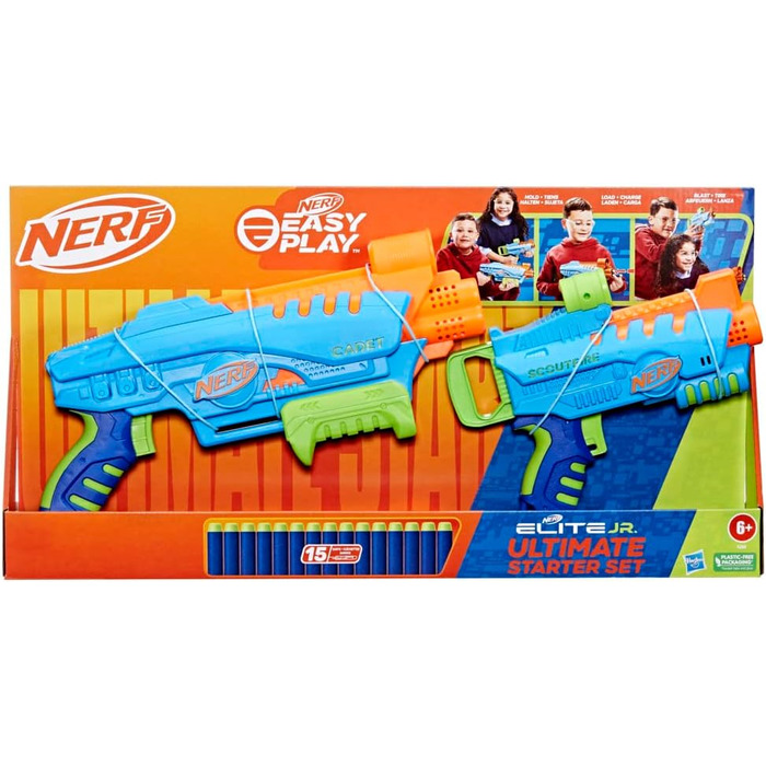 Стартовий набір, 2 бластери Easy-Play, 15 дротиків Nerf Elite, іграшка для дітей віком від 6 років і старше Маленький