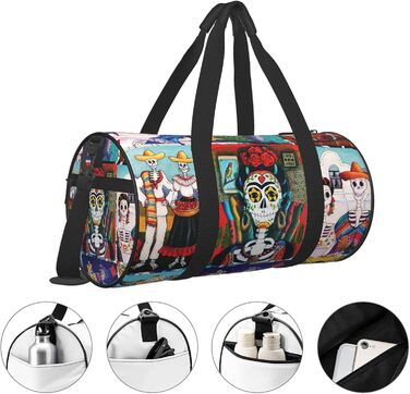 Сумка-мішок День Мертвих, спортивна сумка для фітнесу та подорожей, велика дорожня сумка для покупок, сумка на нічліг та на вихідні для жінок та чоловіків