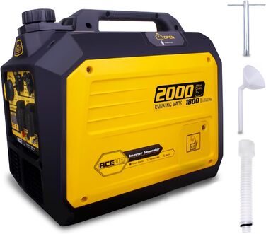 Інверторний генератор Aceup Energy 2000 Вт, бензиновий генератор з 230 В, 12 В, USB, цифровим дисплеєм, для кемпінгу на свіжому повітрі, супер тихий портативний 4-тактний інверторний бензиновий генератор потужністю 19,6 кг, потужністю 2000 Вт з інтелектуа