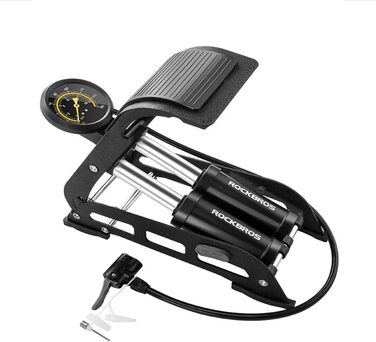 Велосипедний насос, подвійний циліндр, ножний насос з точним манометром для велосипеда, м&39яча, повітряної кульки, ножний насос, чорний