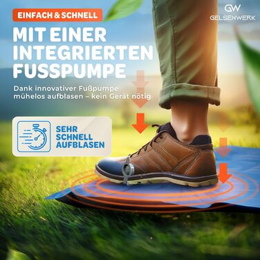 Ультралегкий кемпінговий килимок для сну 10 см та компактний розмір у упаковці - Надувний матрац для кемпінгу з ножним насосом та подушкою - Ізоляційний килимок для сну на відкритому повітрі для походів та кемпінгу