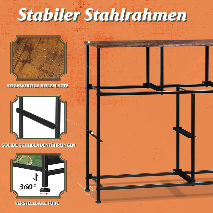 Комод WLIVE з 7 шухлядами з тканини, комод для спальні, комод для вітальні, з міцним сталевим каркасом, богемний стиль, 30Г x 100Ш x 77,5В см (7 шухляд) Богемний