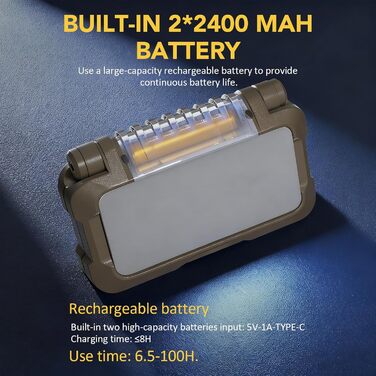 Телескопічний кемпінговий ліхтар LIXADA, акумуляторний світлодіодний багатофункціональний кемпінговий ліхтар ємністю 4800 мАг, портативний наметовий ліхтар зі штативом, водонепроникний, висувний, складаний, для піших прогулянок та подорожей (підтримує пов