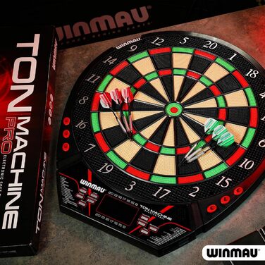Електронна мішень для дартсу Winmau - Ton Machine з м&39яким наконечником, набір електронних дартсу з понад 90 іграми та цифровим табло для 8 гравців - 2 дротики, мотузка для метання, 10 пластикових наконечників