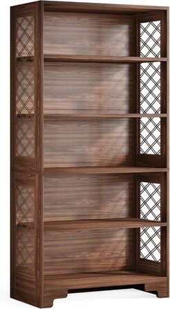 Книжкова полиця Tribesigns, вінтажна окремостояча полиця заввишки 180 см, 6-ярусна дерев&39яна книжкова полиця з відкритими полицями, для вітальні, домашнього офісу, промисловий дизайн, вінтажно-коричневий колір