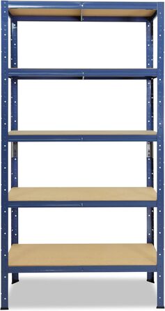 Надміцний стелаж для дому, синій/металевий стелаж з 5 полицями/стелаж для підвалу, стелаж для гаража, стелаж для майстерні або стелаж для зберігання/металевий стелаж без болтів, вантажопідйомність 175 кг, В 200 см / Ш 50 см / Г 40 см, 200x50x40