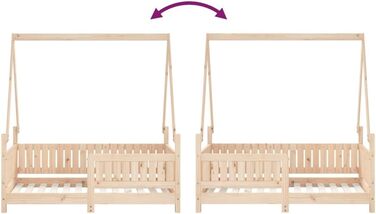 Дитяче ліжко 70x140 см з масиву сосни з дизайном у формі будиночка та міцними ламелями для стійкості та вентиляції, односпальне ліжко з низькою висотою 145,5 x 75,5 x 149 см, натурального кольору