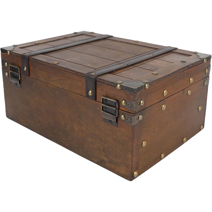 Дерев&39яний футляр для зберігання сумок Taidda у вінтажному стилі, багатофункціональна портативна валіза з виглядом вживаного одягу, органайзер для одягу, іграшок та фотореквізиту з сільським дизайном (великий)