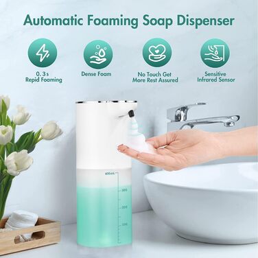 Автоматичний дозатор мила JOFLVA, настінний дозатор мила без свердління, електричний дозатор мила 400 мл, перезаряджається від USB