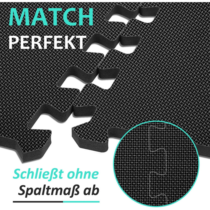 Захисний килимок для підлоги для фітнесу 331 см, килимок-головоломка 24/36/48, спортивний килимок з EVA, нековзний, килимок для підлоги для тренажерного залу та фітнес-обладнання 3,31 кв.м./36 килимків - чорний