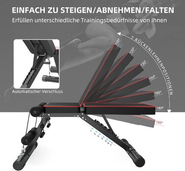 Складана силова лава YOLEO, багатофункціональна тренувальна фітнес-лава, тренажер для пресу, похила лава з 6-позиційною регульованою спинкою/3-позиційною регульованою подушкою сидіння, вантажопідйомність 300 кг, чорний колір