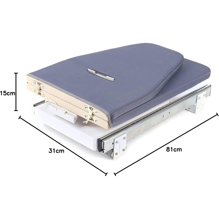 Складана прасувальна дошка, розсувна на 180 прасувальна дошка 80 см, компактна настінна шафа, що економить місце, зі знімним тканинним чохлом, сіра