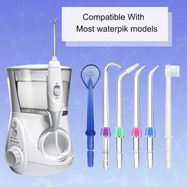 Змінні головки для Waterpik, змінні наконечники з футляром для зберігання, сумісні з Waterpik Water Flosser (6 насадок, комбінація)