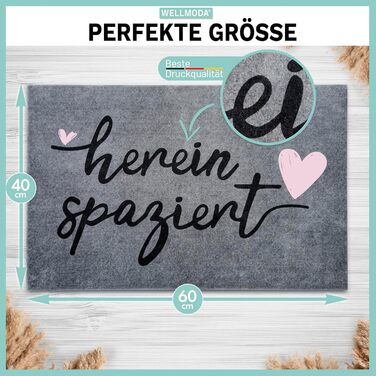 Килимок для дверей Ласкаво просимо Можна прати в пральній машині та нековзний Килимок для дверей для приміщень та вулиці Килимок для дверей та прикраса для дверей, 40x60 см та сірий 40 x 60 см (прямокутний) Ласкаво просимо