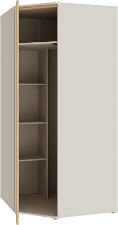 Кутова шафа Forte WEXLIN 90 95, сучасна шафа з дверцятами, дитяча та підліткова кімната, декор під дуб кашемірбежевиймаувелла, 92,2 см завширшки x 193,7 см заввишки x 92,2 см завглибшки