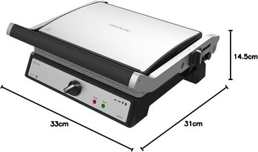 Електричний гриль Cecotec RocknGrill 2400 UltraRapid, 2400 Вт, покриття RockStone, розкладка на 180, плаваюча верхня панель, піддон для жиру, регулювання температури