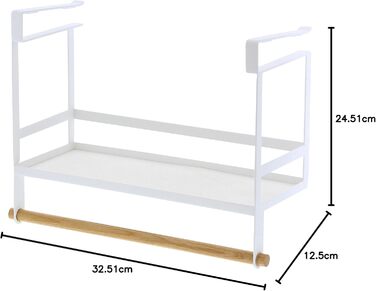 Підставка для спецій під полицю, біла, сталь/дерево, мінімалістична, 32,5 x 12,5 x 24,5 см, 3498 TOSCA