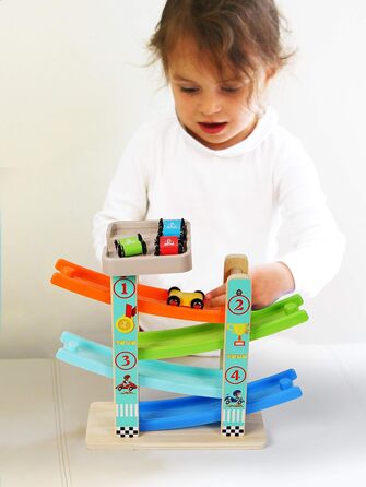 Дерев&39яний мармуровий паркувальний гараж TOWO - з 4 дерев&39яними автомобілями та місцем для паркування на даху - дерев&39яна іг