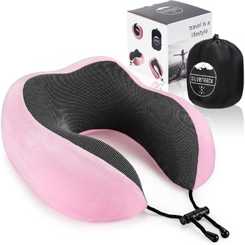 Рожевий Neck Pillow Adults - Neck Pillow Car - Travel Pillow Memory Foam - можна прати (оксамитово-м&39який і дихаючий) - Подушка для літака для спокійних подорожей