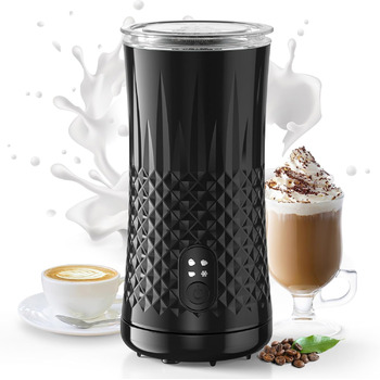 Електричний спінювач молока, HAPPHOOH 4-в-1, швидкий спінювач гарячого та холодного молока, з 2 віночками, контейнер для молока з