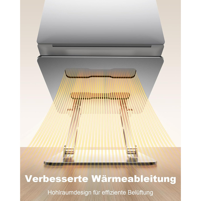 Підставка для ноутбука Babacom з регульованою висотою та вентиляцією, з подвійною опорою, ергономічна, складна та портативна. Сумісна з MacBook Air/Pro (10-16 дюймів) та використовується як стіл для роботи стоячи.