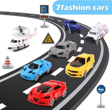 Іграшка deAO Transport Airplane, 19-елементний транспортний вантажний літак з ігровим набором для автомобілів та дорожніми знаками для вертольотів, ігровий набір "Зроби сам" з рампою для дітей віком 2-3 роки, хлопчиків та дівчаток