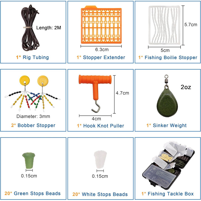 Набір снастей для лову коропа OROOTL, 277 предметів, коробка для риболовлі на коропа з аксесуарами, гачки для лову коропа, вертлюги, запобіжні затискачі, рукави проти заплутування