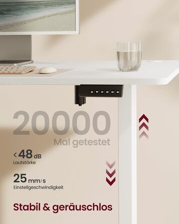 Електричний письмовий стіл SONGMICS з регульованою висотою, 180 x 80 см, безступінчасте регулювання, функція пам&39яті з 4 рівнями висоти, колір хмарно-білий LSD138W01 180 x 80 см