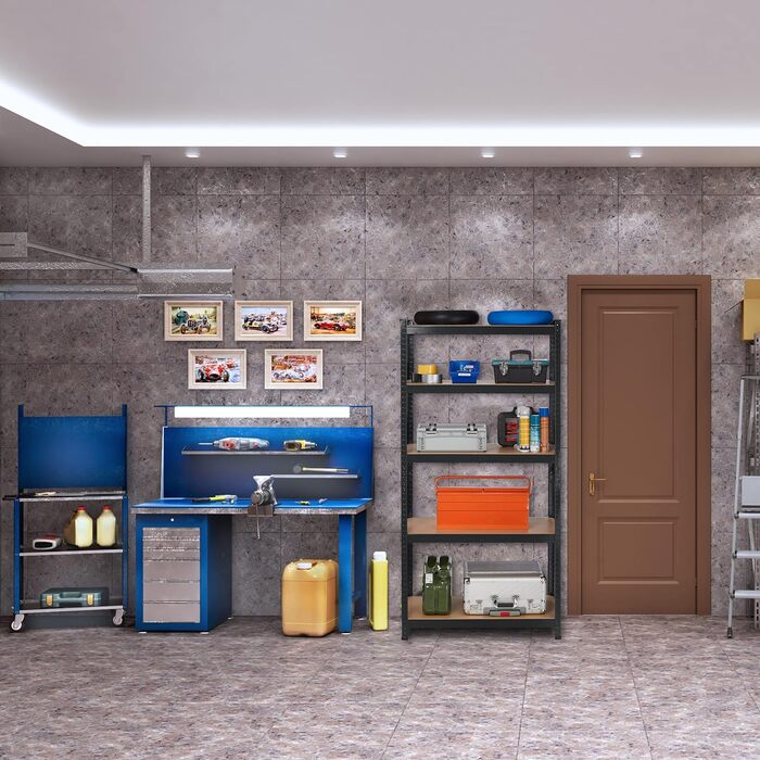 Надміцний стелаж Relaxdays, 5 ярусів, металевий стелаж для зберігання, чорний Розміри 180x100x50 см, вантажопідйомність 1250 кг, для підвалу, гаража