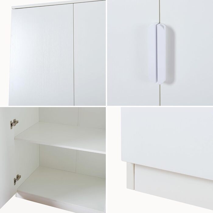 Шафа Eiselfing, 2-дверна шафа, 176 x 80 x 52 см, Шафа для спальні, 1 вішалка для одягу, 1 відділення, Білий, 176 x 80 x 52 см - 1 відділення