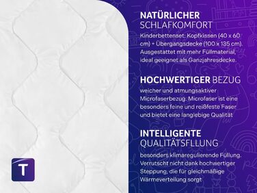 Дитячий комплект постільної білизни Traumnacht, перехідна ковдра, 100 x 135 см та 1 подушка 40 x 60 см, виготовлений з м&39якої мікрофібри, сертифікований Oeko-Tex, виготовлений за німецькими стандартами якості, всесезонна ковдра подушка з клімат-волокна