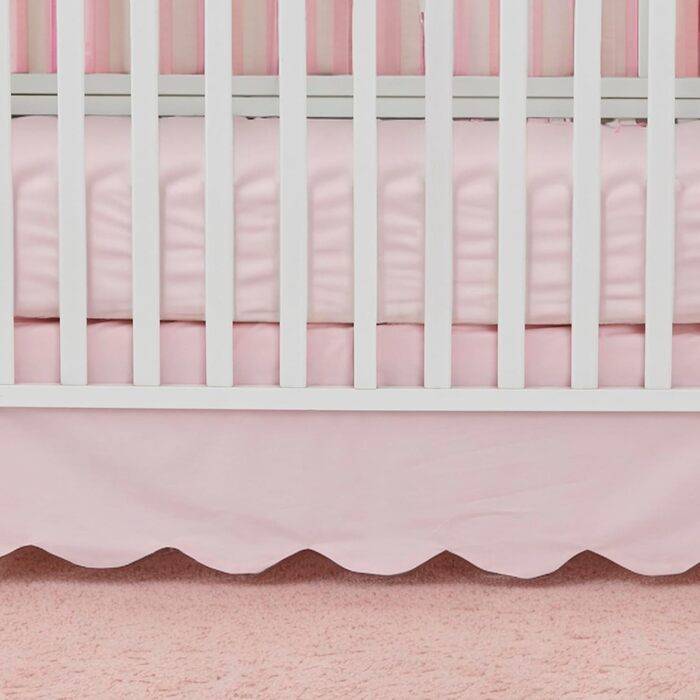 Бавовняна спідниця для ліжечка Brandream з гребінчастим краєм, для хлопчика та дівчинки, гендерно нейтральна спідниця для ліжечка, спідниця для малюків у фермерському стилі, шикарна, бохо, однотонне рожеве