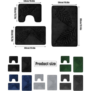 Комплект килимків для ванної кімнати, 3 предмети нековзний килимок для душу, м&39який абсорбуючий килимок для душу, килимок для ванни 40x60 см, килимок для туалету 40x50 см, маленький килимок для ванни 50x80 см (зелений)