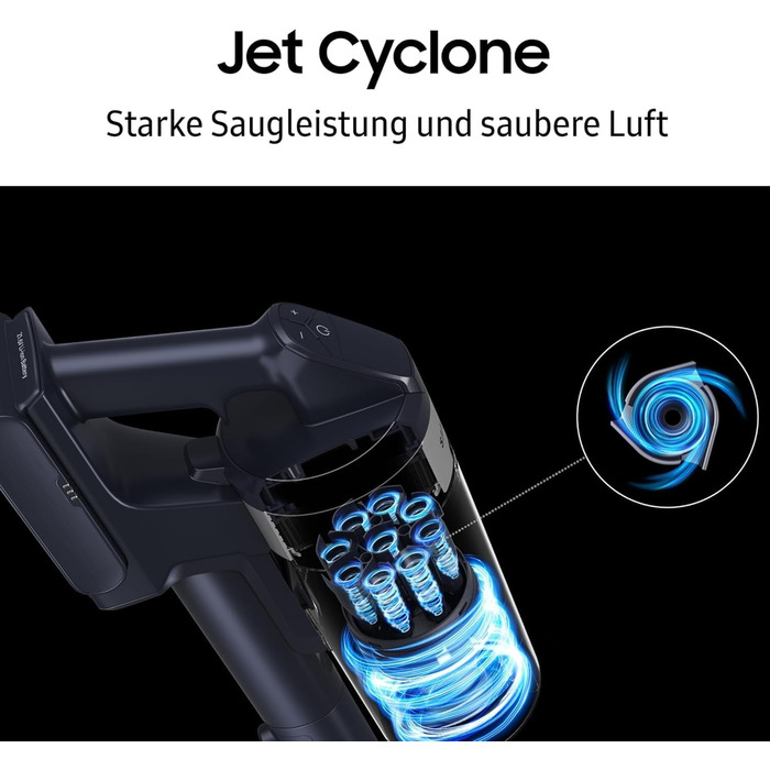 Акумуляторний пилосос Samsung Jet 85 Wet&Clean, 210 Вт, вкл. насадку для швабри та інші аксесуари, синій, VS20C85G7TB/WD 210 Вт Ру