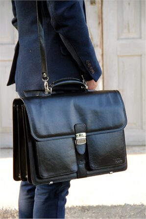 Портфель з натуральної шкіри, ділова сумка, сумка для ноутбука, сумка-месенджер (чорний)